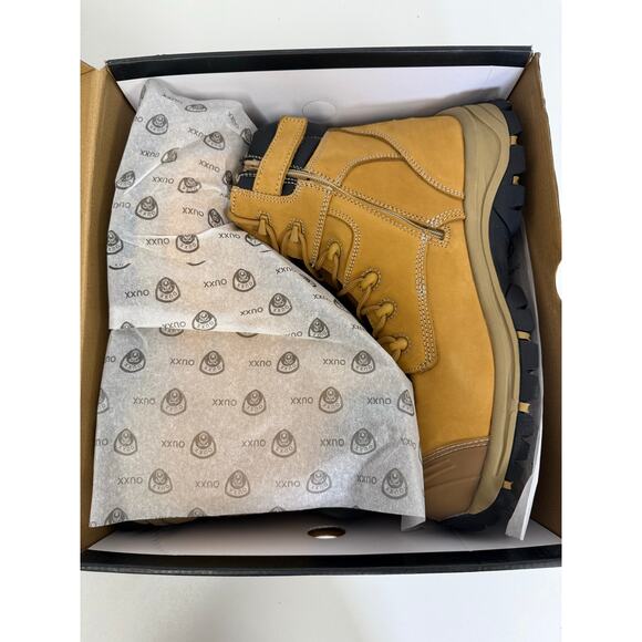 OUXX Work Boots for Men, Side Zipper Steel Toe Shoes, Water-Resistant, Non-Slip - Picture 3 of 7